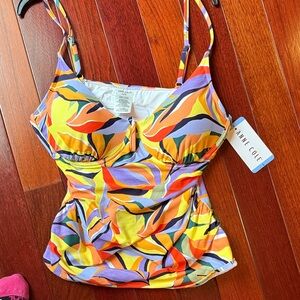 Anne Cole Multicolor Tropical Print Tankini Top